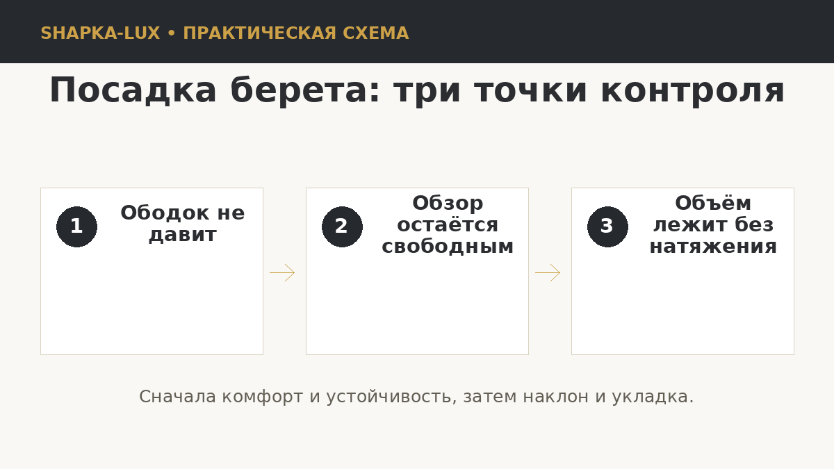 Схема проверки посадки берета