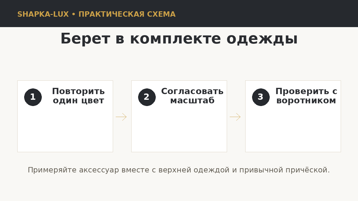 Схема сочетания берета с одеждой